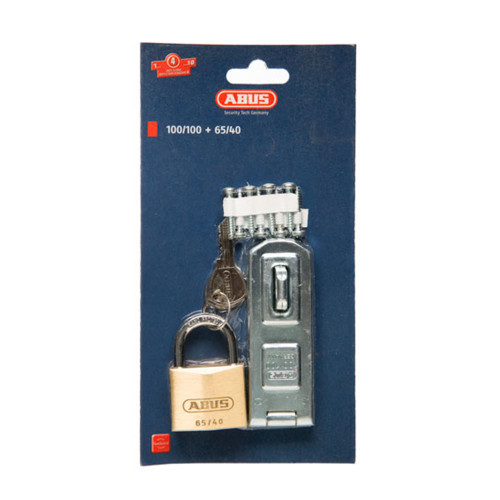 ABUS Hasp & Staple & Padlock 100/100 Plus 65/40