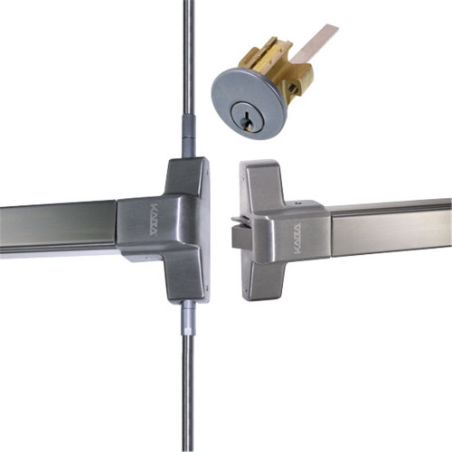 Kaba Panic Exit Device Double Pack with External Cylinder - Satin Stainless Steel