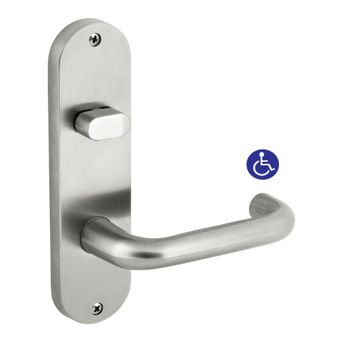 Dormakaba Furniture Round End Plate Visible Fix with Turnsnib and Noosa Lever - Satin Stainless Steel