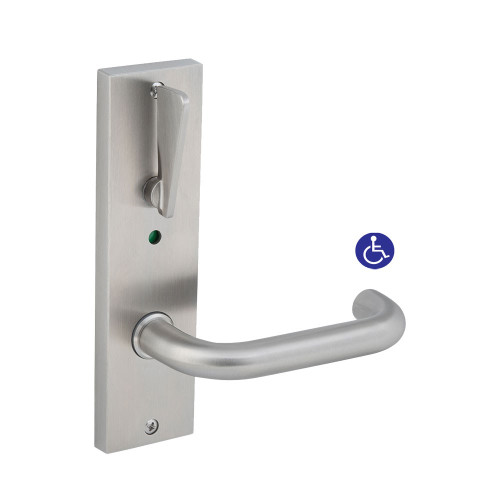 Dormakaba Furniture Square End Plate Visible Fix with Noosa Lever and Indicating Disabled Turn RH - Satin Stainless Steel