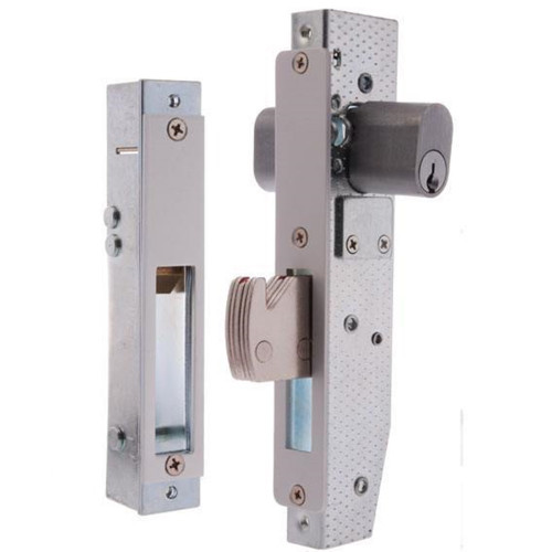 Brava Metro Mortice Deadlock 23mm Backset with 36mm Swing Bolt - 2 KA Cylinders - Escutcheons and Fixings For Aluminium Doors - Satin Chrome