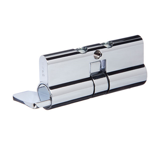 Brava Metro Euro Single Cylinder with Turn Lazy Cam LW5 Profile Rekeyable 70mm - Chrome Plated
