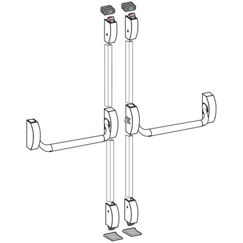 Dormakaba Panic Exit Device PHA 3 Point Modular Fire Rated Double Door Set for Doors 1000mm wide - PHA209 - Silver