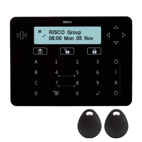 Risco Elegant Keypad - Includes 2 Prox Tags - Suits Lightsys+ and Lightsys2 - Black