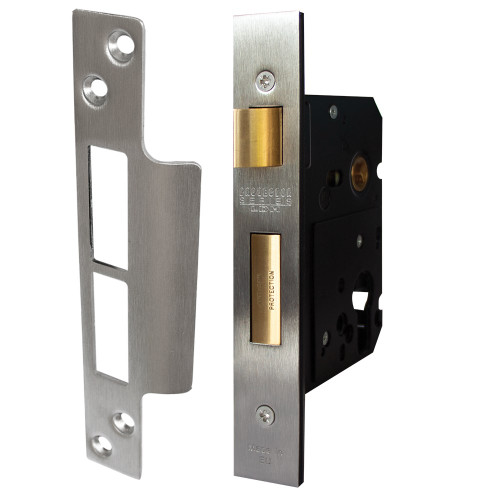 Protector 748 Series Euro Cylinder Mortice Sash Lock Pitch 48mm Backset 58mm with Flat Strike - Satin Stainless Steel