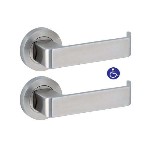 Dormakaba Furniture Coastal Round Rose Pair with Manly Levers (Levers Only) - Satin Stainless Steel