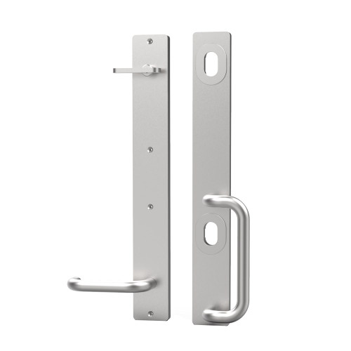 AMS Dual Lock Lever Handle Aluminium Left Handed Pair Handles With Turn Snib - Pair