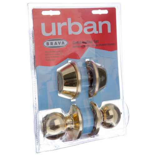 Brava Urban Combo Deadbolt and Knob Set LW4 Profile Display Pack