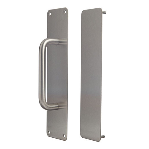Dorma Push/Pull 300mm High Plate. 150 x 16mm SSS D-handle - Satin Stainless Steel