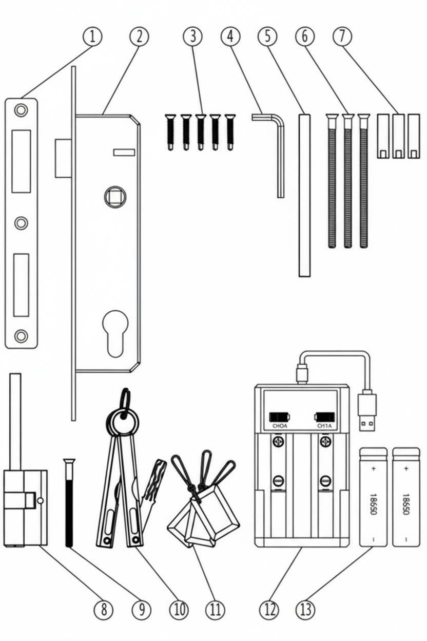 Numbered drawing showing included Vault Zenith parts cross-referenced to the what's in the box item list