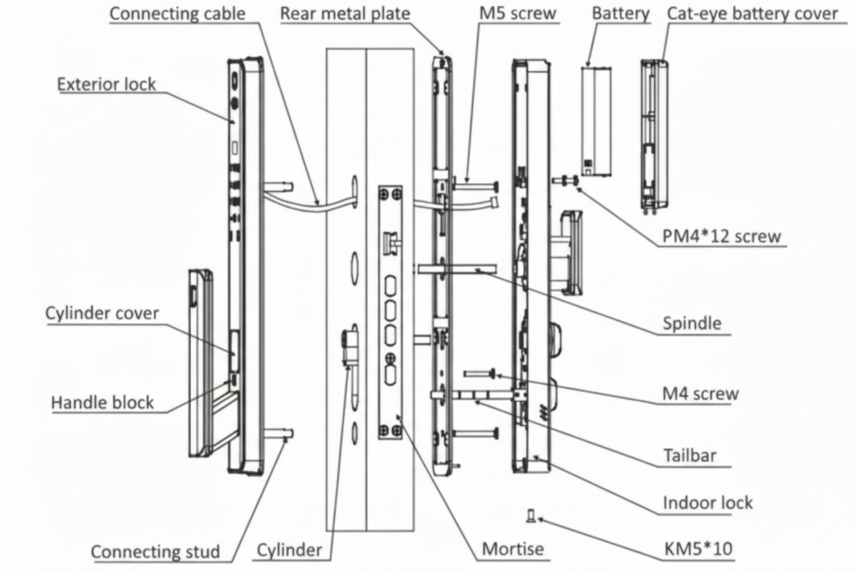 Vault lock assembly and inclusions drawing showing components and installation layout