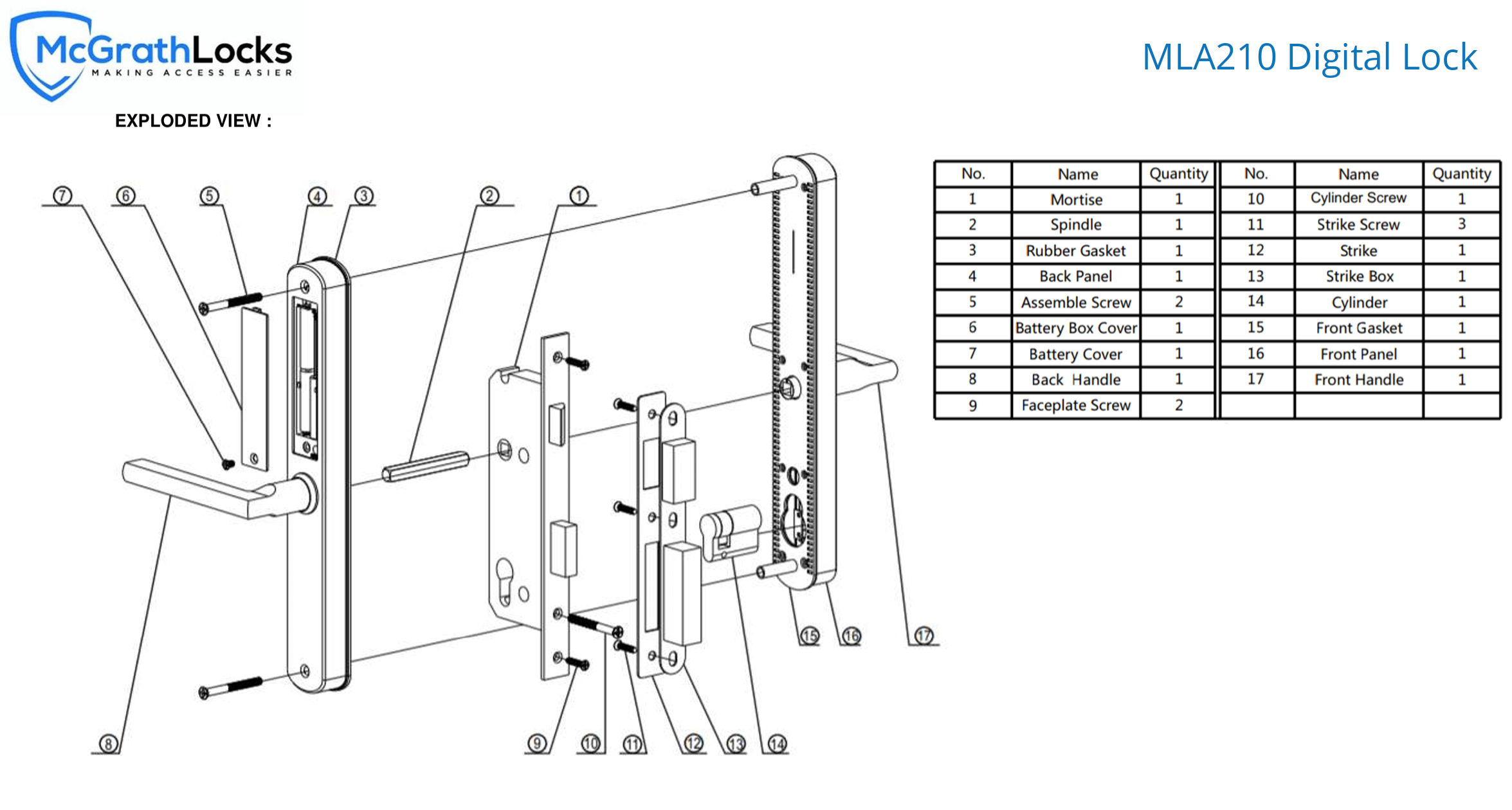 McGrath Ultra-Secua exploded parts and assembly view