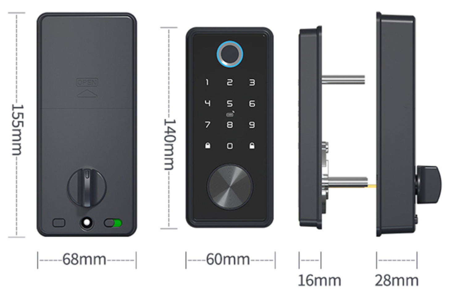 McGrath X3 digital smart deadbolt dimensions drawing