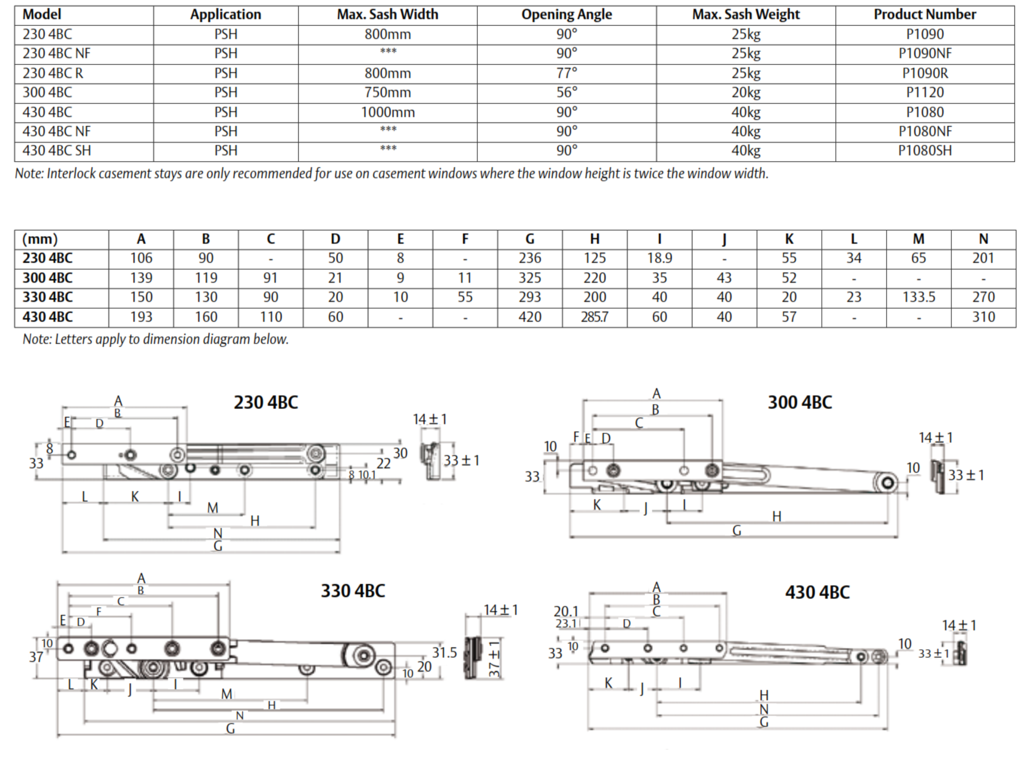 Interlock 430 4BC dimensional drawing