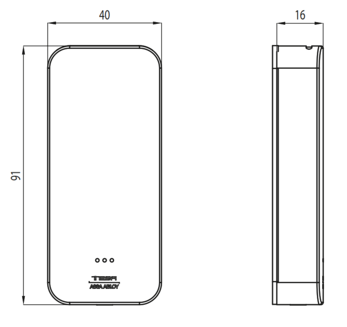 SMARTair i-Reader R4N Slim dimensions diagram
