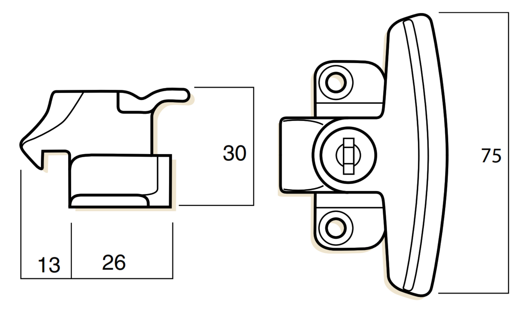 Whitco sliding window lock dimensions diagram