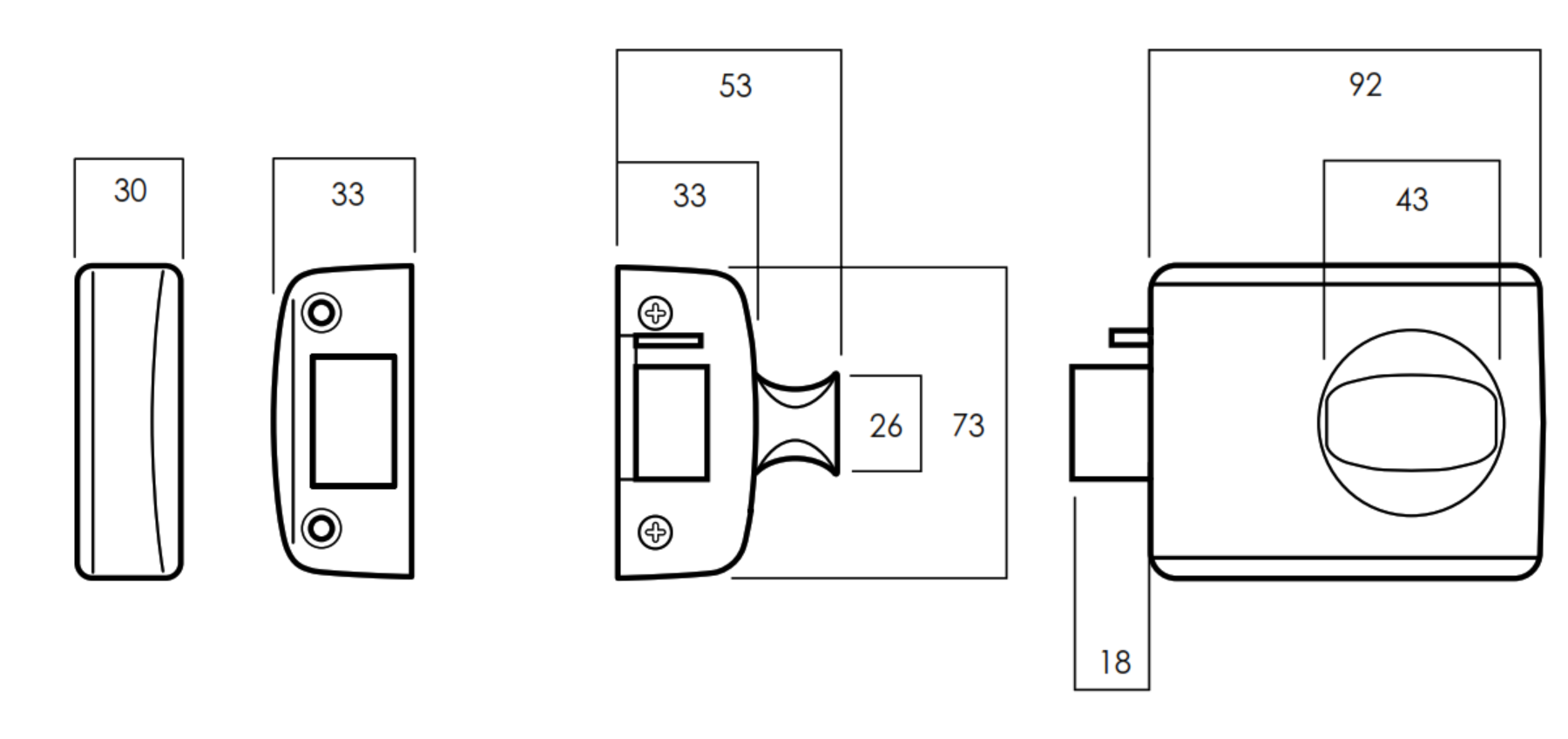 Lockwood 002-3K1SP technical drawing showing latch and metal frame strike end and plan profiles