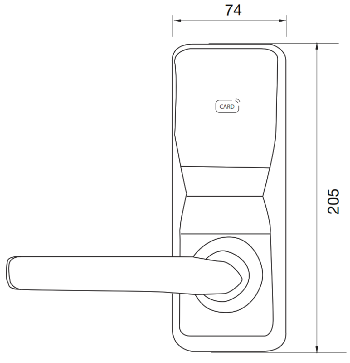 KAS NEO external lock and lever dimensions