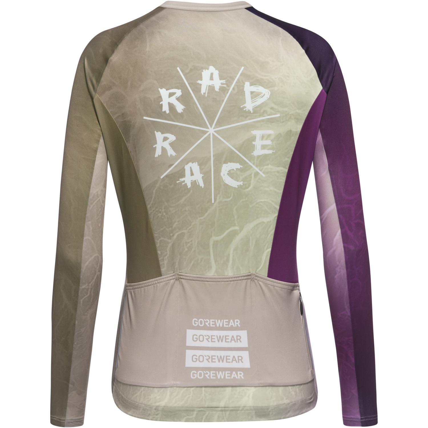 Gezeigt wird ein Bild des Artikels der Kategorie „GOREWEAR x RAD RACE 2025 Maillot à manches longues Femme“, ohne dass ein Model das Produkt trägt.