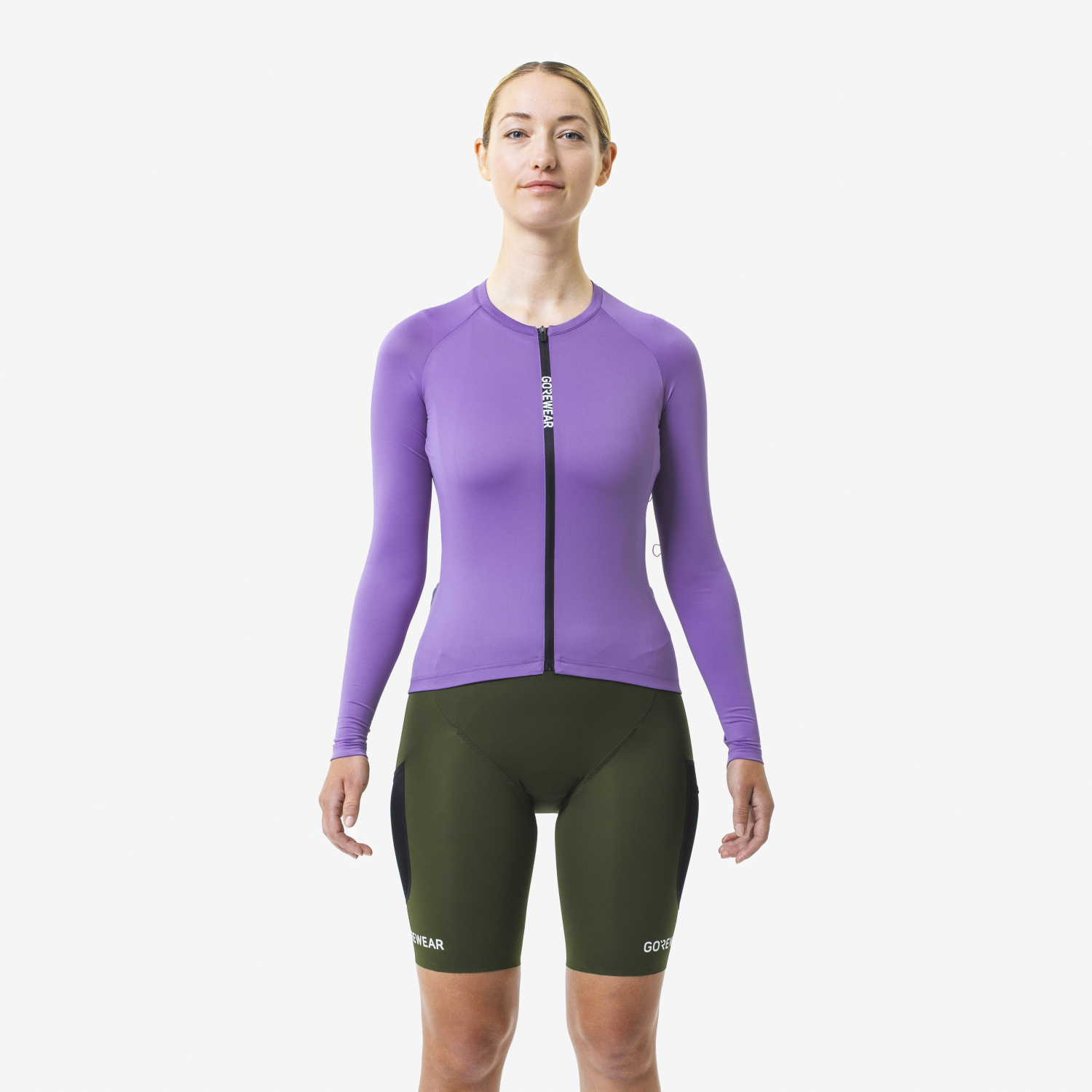 A product model is wearing the SPINSHIFT Long Sleeve Jersey Womens in size Small and is 173 cm / 5'8'' and weighs 62 kg / 136 lbs.