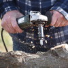 The Express Drill Tool, a converted angle grinder for high-speed drilling. Includes grinder, adapter and 12mm bit with stop. The Express Drill Tool, a converted angle grinder for high-speed drilling. Includes grinder, adapter and 12mm bit with stop.