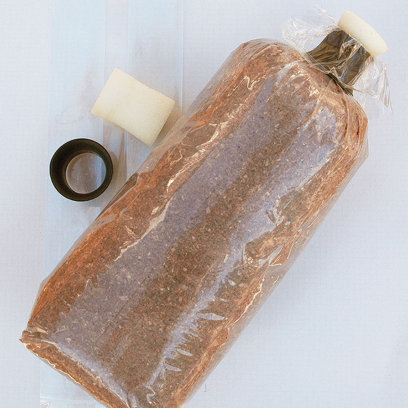 Polypropylene tube bag set of 100 includes collars and filter plugs to "seal" bags. each bag holds about 2 lbs. substrate.