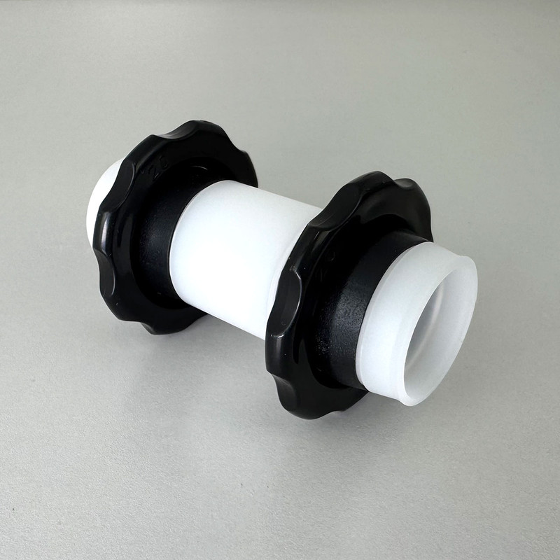 M Series Tube Connector for use with mushroom bed irrigation systems.