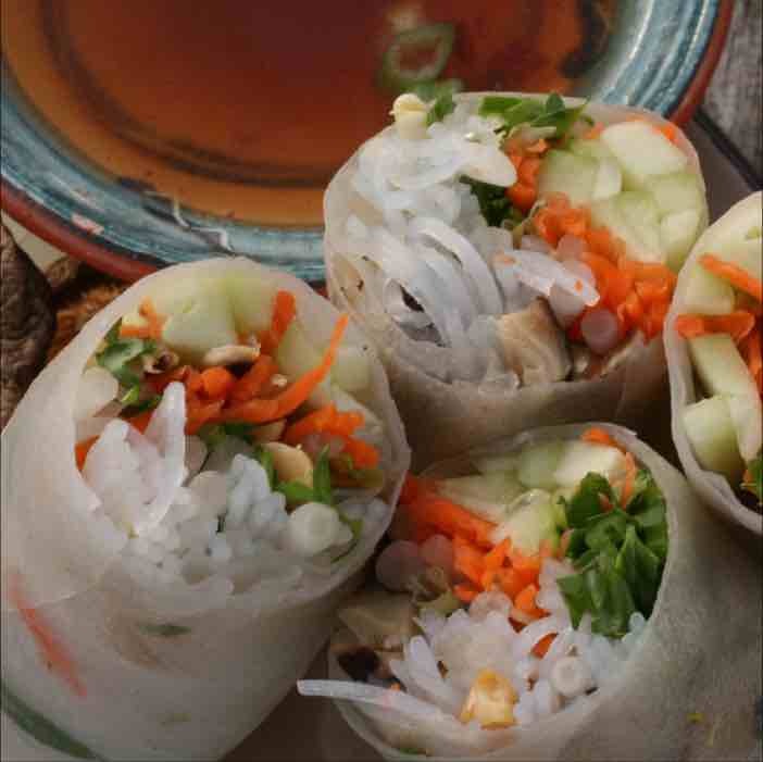 fresh shiitake spring rolls