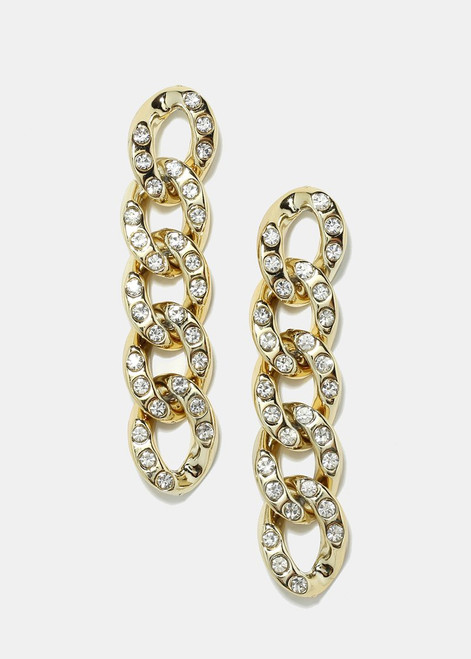 Princess Jewelry - Rhinestone-Studded Chain Earrings