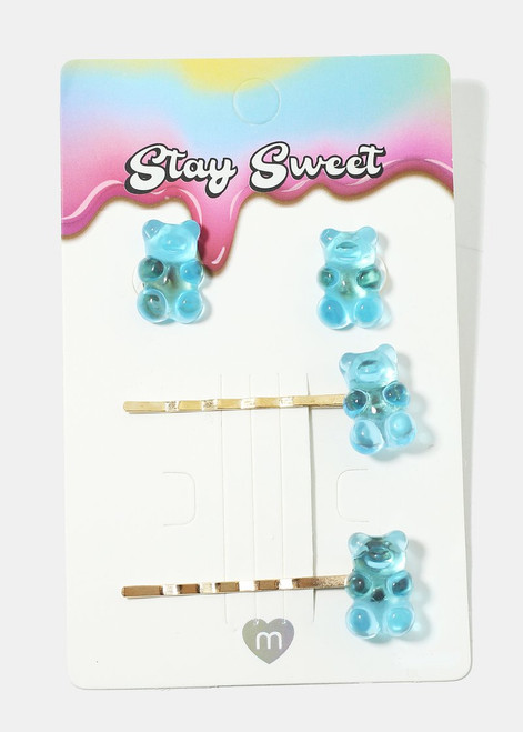 Stay Sweet - 2-Piece Bear Hairpins & Earrings