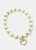 Blossom - Rhinestone-Studded Charm Pearl Bracelet - Gold Heart
