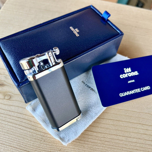 IM Corona Old Boy Pipe Lighter Matte Black/Chrome Japan Made 64-9111C