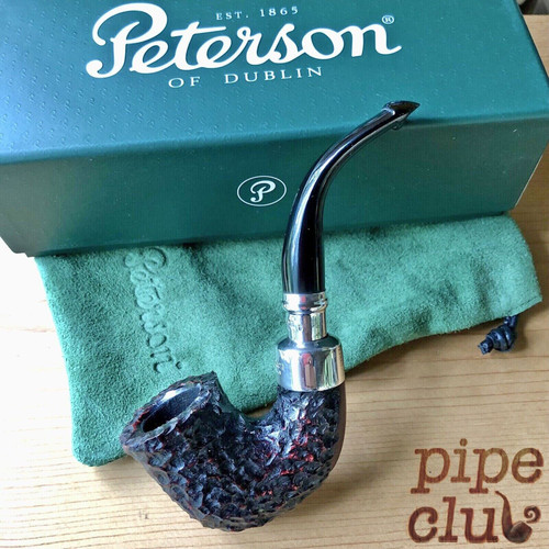 Peterson System Sterling Silver Spigot Rusticated Calabash (305) P-Lip Pipe