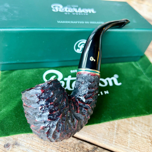 Peterson Emerald Rusticated Bent Billiard (X220) P-Lip Tobacco Pipe - NEW