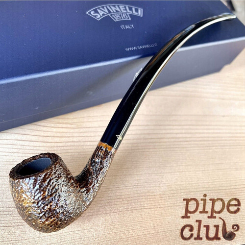 Savinelli Churchwarden BROWN Rusticated (601) Tobacco Pipe - New