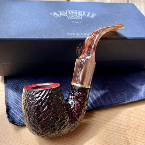 Savinelli Roma LUCITE Bent Billiard Oom Paul (614 KS) 6mm Filter Pipe - New