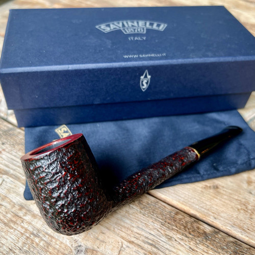 Savinelli Roma Rusticated Canadian (804 KS) 6mm Filter Pipe Black Stem