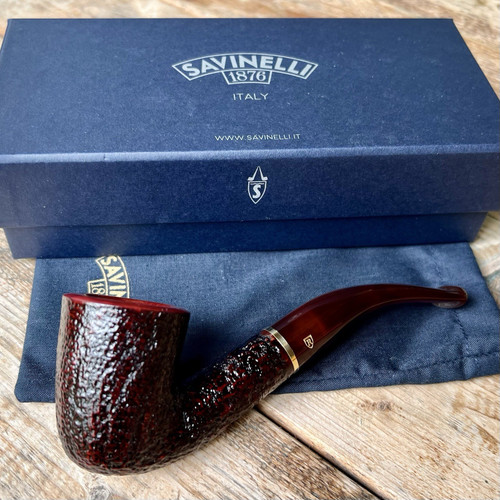 Savinelli Roma Lucite Rusticated Bent Dublin (611 KS) 6mm Filter Pipe - New