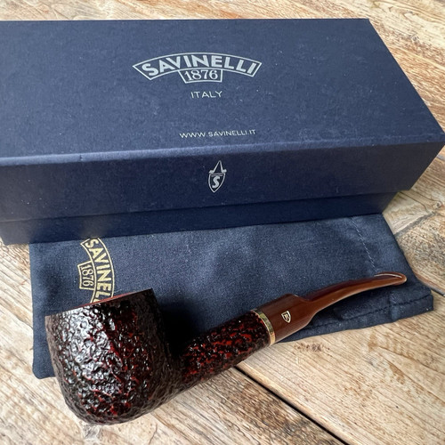 Savinelli Roma Lucite Rusticated Bent Pot (122 KS) 6mm Filter Pipe - New Savinelli Roma Lucite Rusticated Bent Pot (122 KS) 6mm Filter Pipe - New