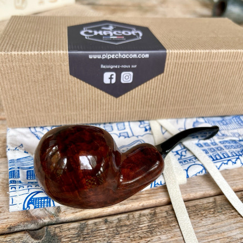 Chacom Reverse Calabash Smooth Contrasting Marron Briar Tobacco Pipe France - New