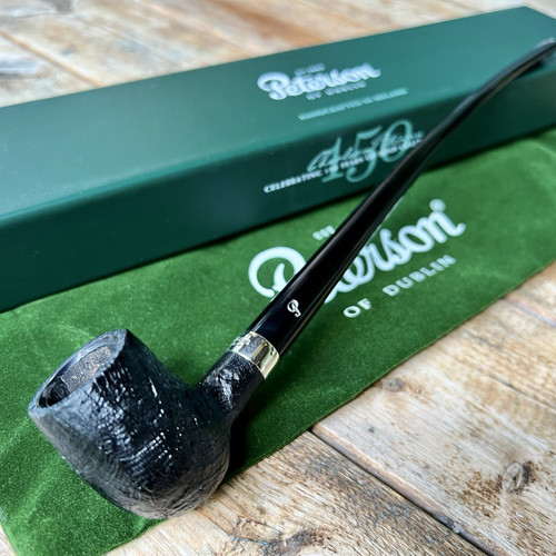 Peterson Churchwarden Black Sandblasted Barrel Fishtail Tobacco Pipe - New