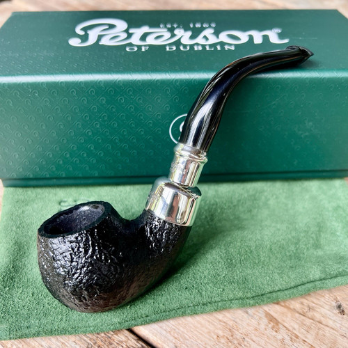 Peterson System Spigot Black Sandblasted Bent Apple (303) P-Lip Pipe Sterling