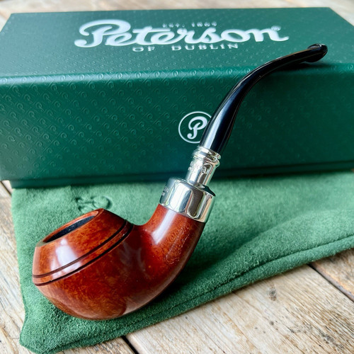 Peterson Terracotta Spigot Bent Rhodesian (999) Fishtail Pipe Sterling Silver