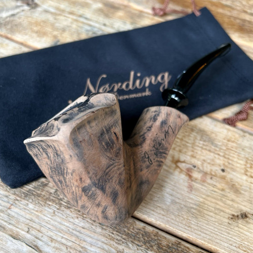 Erik Nording Signature Black Natural Unfinished Freehand Briar Tobacco Pipe NEW