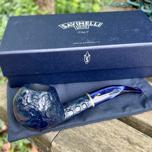 Savinelli Alligator Blue Bent Rhodesian (673 KS)  6mm Filter Pipe - New