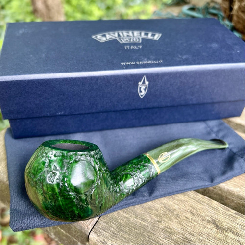 Savinelli Alligator Green Bent Rhodesian (673 KS) 6mm Filter Pipe - New
