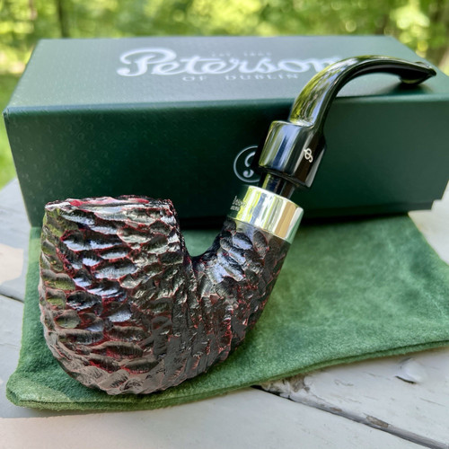 Peterson House Pipe Rusticated Bent Oom Paul P-Lip Pipe LARGE XL XXL - New