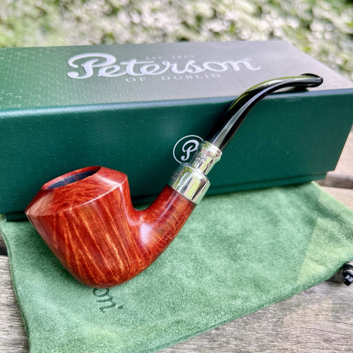 Peterson Terracotta Spigot Smooth Calabash (B10) Fishtail Pipe Silver New