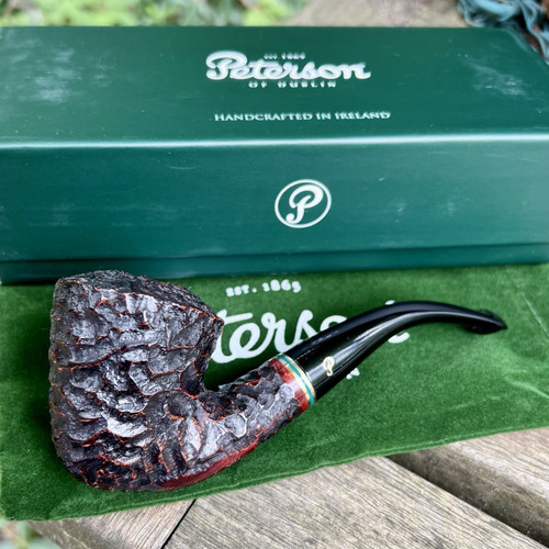 Peterson Emerald Rusticated Bent Dublin Calabash (B10) P-Lip Pipe NEW