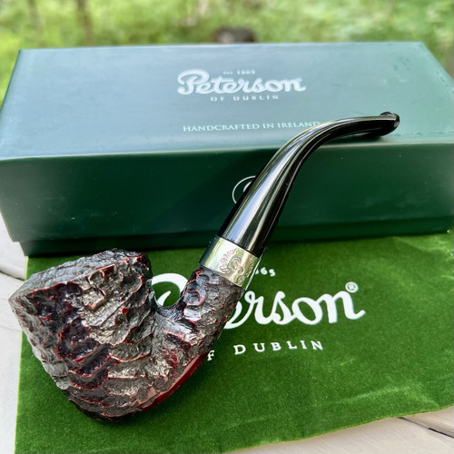 Peterson Donegal Rocky Rusticated Bent Calabash (B10) Fishtail Pipe - NEW